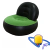 L-shaped single sofa, black and green.