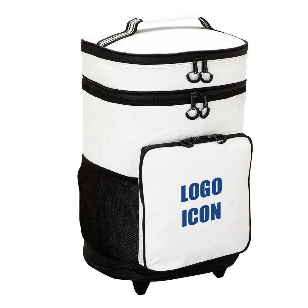 Roomy Rectangular Leakproof Insulated Outdoor Picnic Soft Wheeled Trolley Cooler Bag,rolling Cooler Bag
