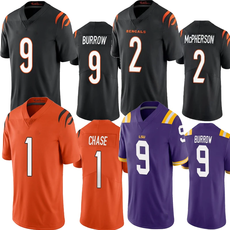 NFL_Jerseys Football Jerseys Women Cincinnati''Bengals''9 Joe Burrow 1  Ja'Marr Chase 28 Joe Mixon 2 Evan McPherson 85 Tee Higgins 