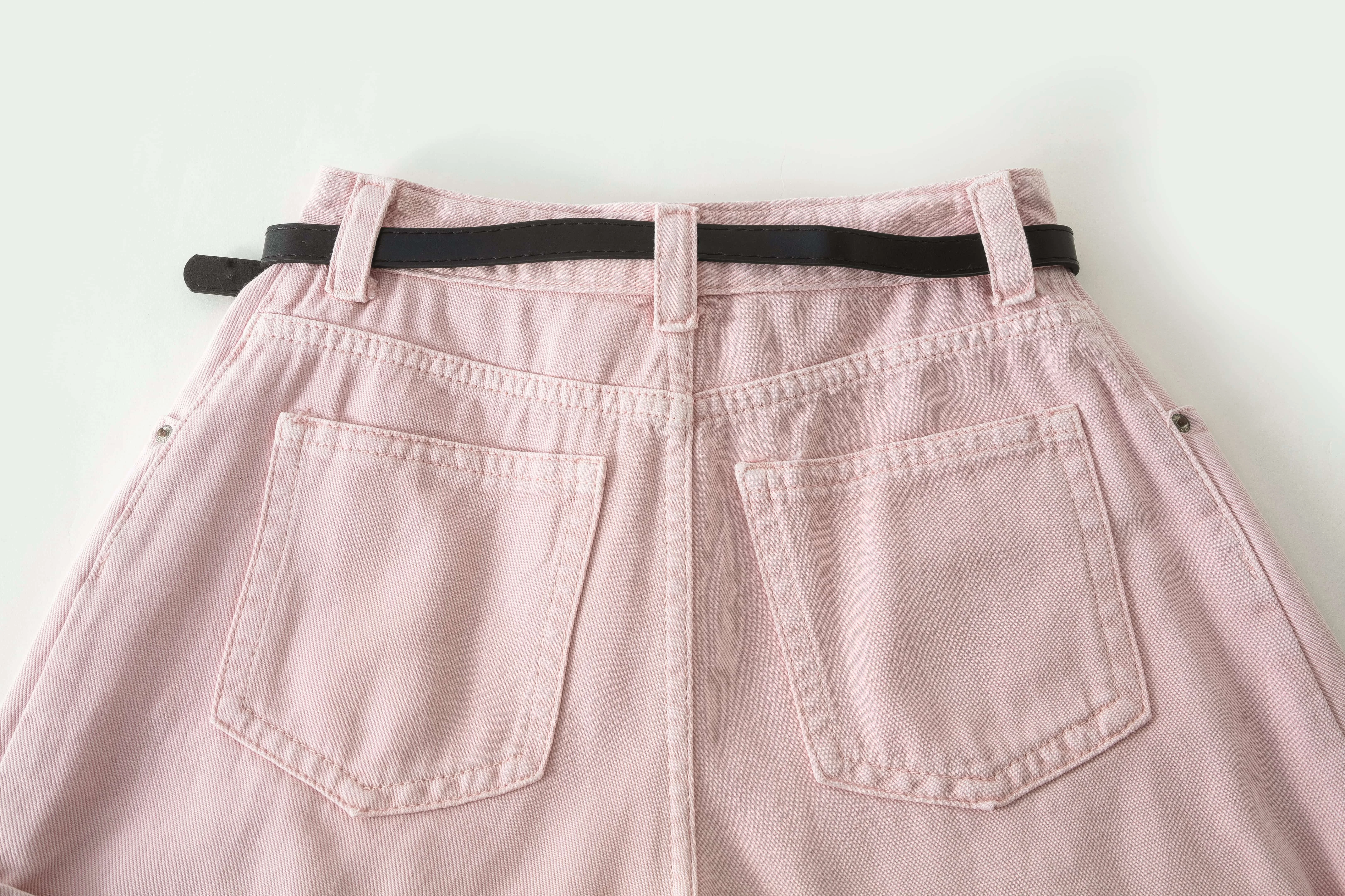 Clothing Manufacturers Color Washed Belt Ladies Custom Denim Pants Denim Shorts Women's Shorts Women Jeans