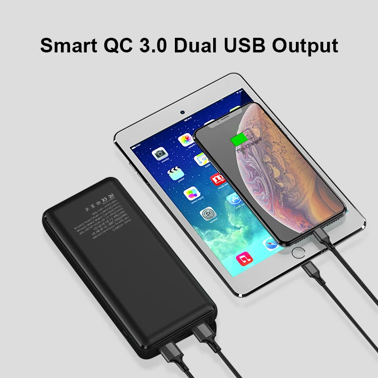 High Capacity 20000 mAh Powerbank 5V 9V 12V Quick Charger Power Bank 20000mAh Wholesale RoHS USB C Portable 18W Fast Charger Mobile Powerbank 20000mAh Power Bank