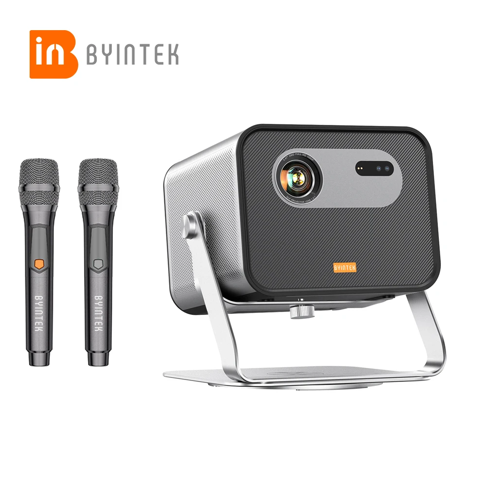 ByintekR90ロックポータブル20000ルーメンAndroid11スマートプロジェクター4KフルHD3D家庭用1080p解像度の新しい映画鑑賞