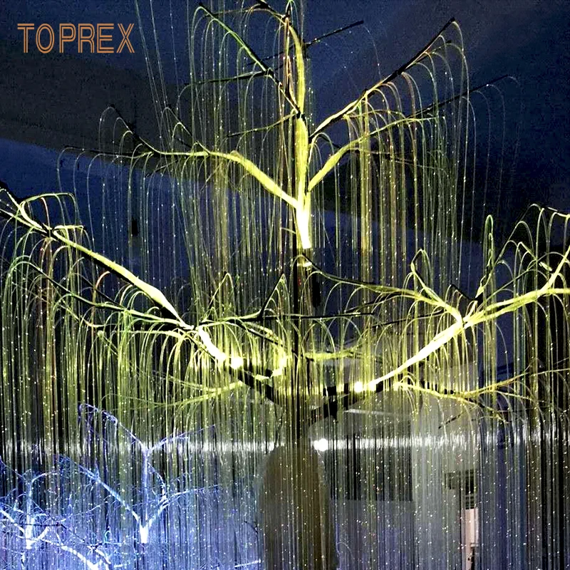 7 Color Changing Event Decoration Metal Trunk Fiber Optic Christmas Lighting Led Weeping Willow Tree Lighting