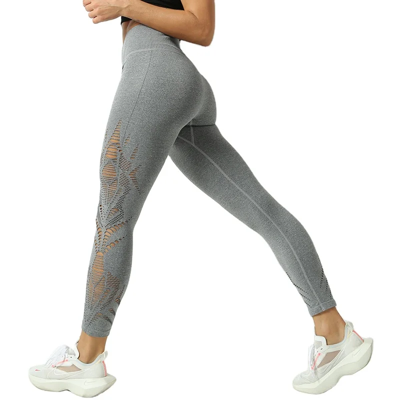 US Ladies Skinny High Waist Leggings Hollow Out Stretchy Yoga Trousers Pants