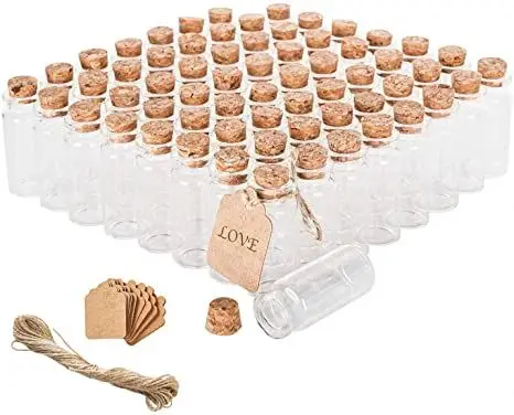 64 шт. 10 мл Пробочки стеклянные бутылки маленькие стеклянные банки сувениры для дней рождения, свадеб, праздников и вечеринок