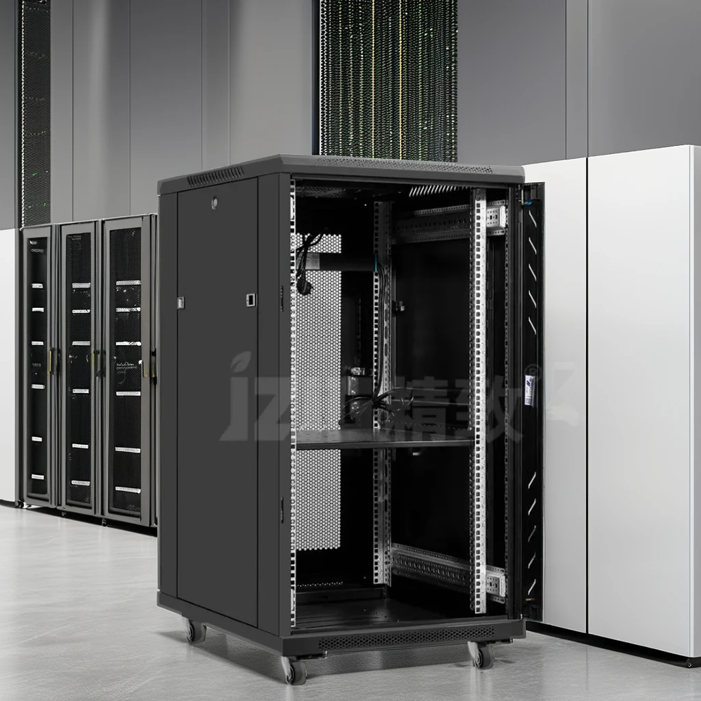 19 Inch DDF IT Data Center Server Rack with 18u 22u 32u 37u 42u Units Indoor Network Switch Cabinet Steel Metal Glass Door Front