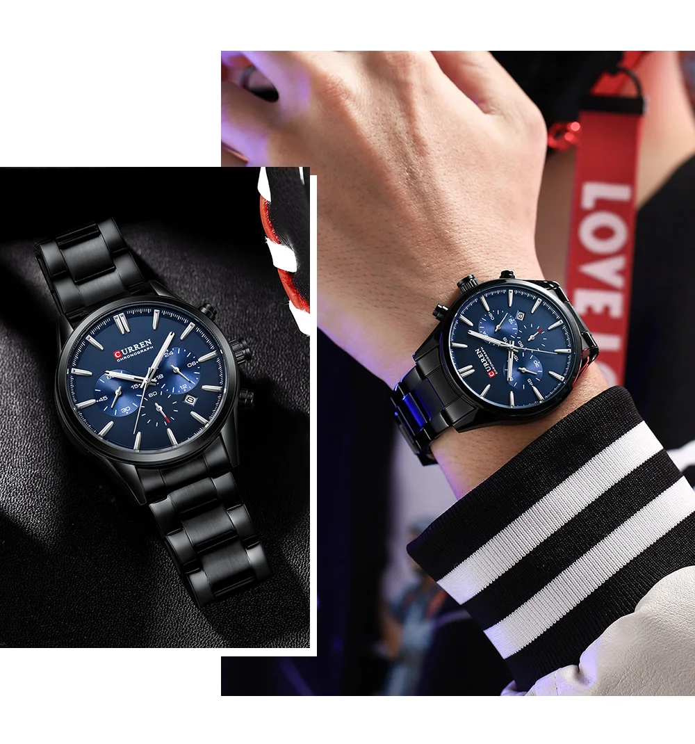 8446 Новые Роскошные Кварцевые наручные часы с хронографом, повседневные спортивные многофункциональные часы из нержавеющей стали