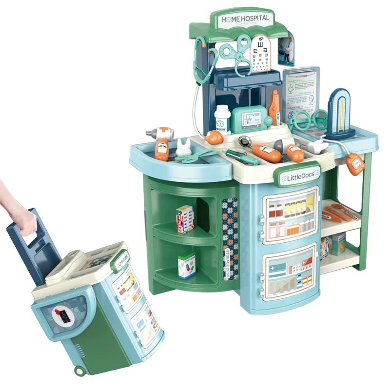 Pretend Play Toy Doctor Set 2 In 1 Storage Medical Instrument Table Funny Toy Doctor Kit With Accessories