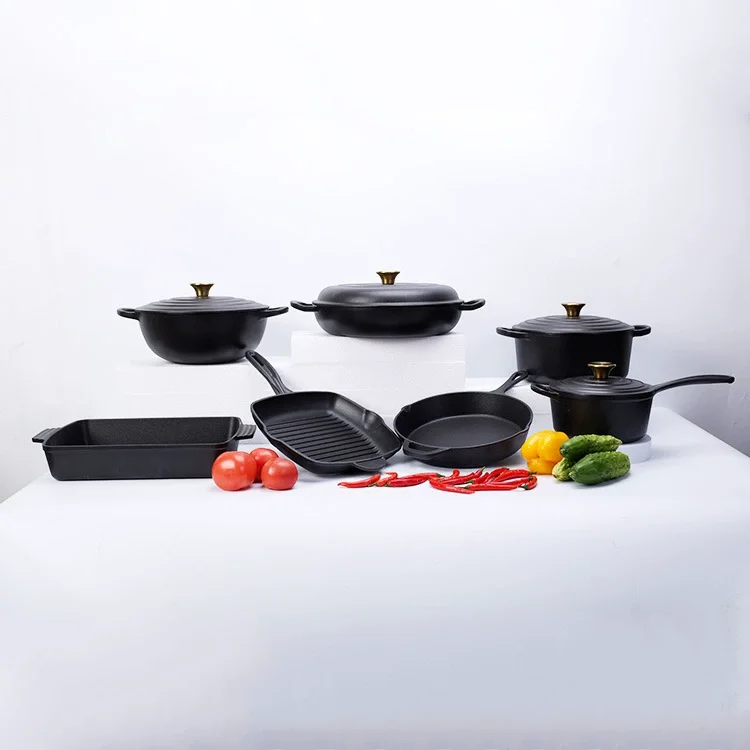 30CM Enameled Cast Iron Dutch Oven Set - Minimalist Induction Cookware for Modern Kitchens