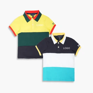 Custom Logo 100% Cotton Kids T Shirts Basic Design School Polo T-shirt Color Block Children Polo Shirts for Boys Polo T Shirt