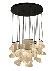 Staircase Living Room Acrylic Ball Long Led Chandeliers Pendant Lights