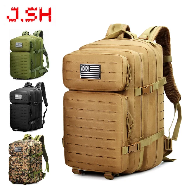 JSH Hot Selling 45L Molle Hunting Rucksack Sport Cycling Climbing Backpack Molle Storage Strap Custom Logo