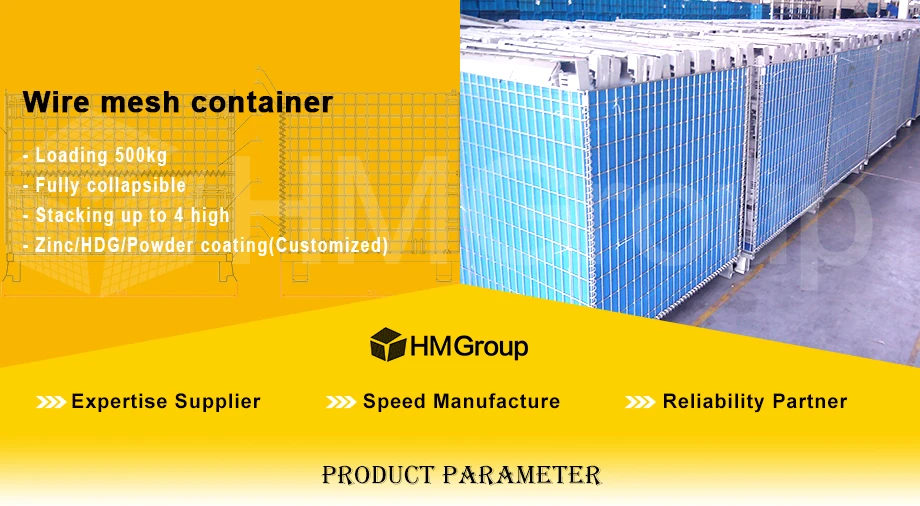 Factory Direct Stacking Zinc Plated Foldable Metal Wire Storage Roll Box Pallets