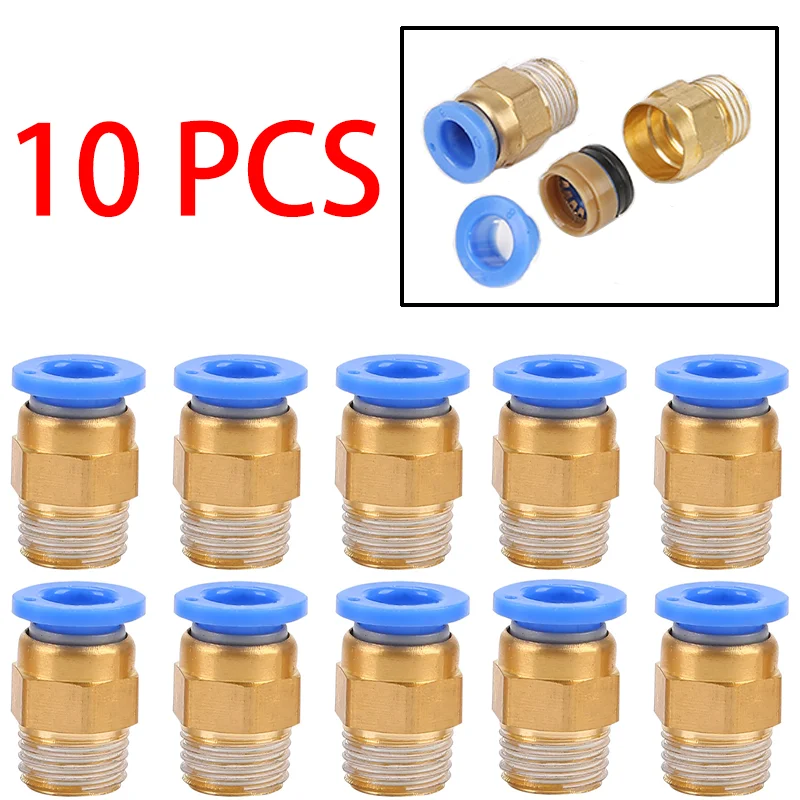 Quick Fitting Quick Coupler Screw-in Pneumatic 2pcs Straight Joint Connector PC6-01 PC8-01 (1/8" G) 6mmOD 8mmOD