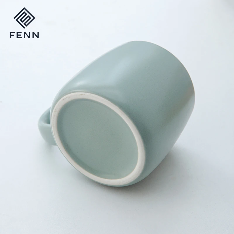 FENN Simple Style 400ML Solid Color Glaze Porcelain Mug Home Office Use Smooth Surface Ceramic Coffee Tea Cup Mugs