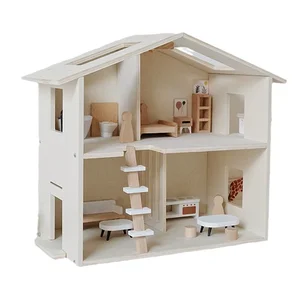 Montessori Nordic Ins Style Doll House Pretend Play DIY Wooden Dollhouses With Accessories Furniture Baby Toys Kids Boys & Girls