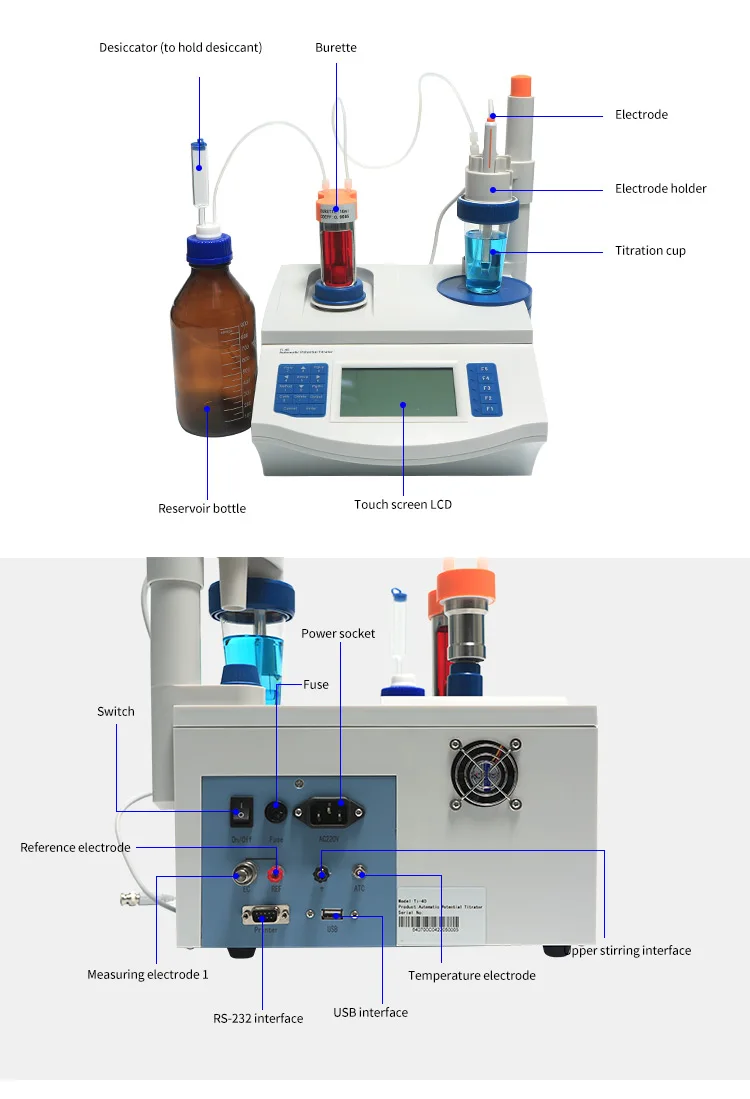 CHINCAN Ti-40 Laboratory Digital Automatic Potentiometric Titrator Potential Titrator Burette 10ml 20ml