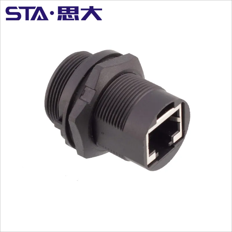 IP67 CAT5a CAT6a Ethernet Connector RJ45 Rear Fastened Front Panel Mount Double Female RJ45 Coupler