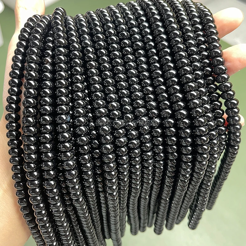 High Quality 6*3mm 8*5mm Natural Agate Stone Beads Natura Black Agate  Abacus Spacer Beads for Ornament Jewelry Making