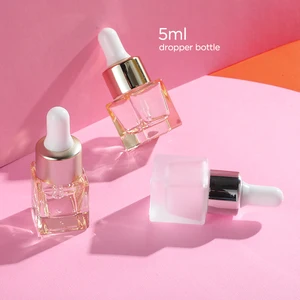 The Small 5ml square Dropper Glass Bottle for Trial Can Be Customized in Various Colors