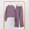 Smoked purple hooded half-pull sweat pants set