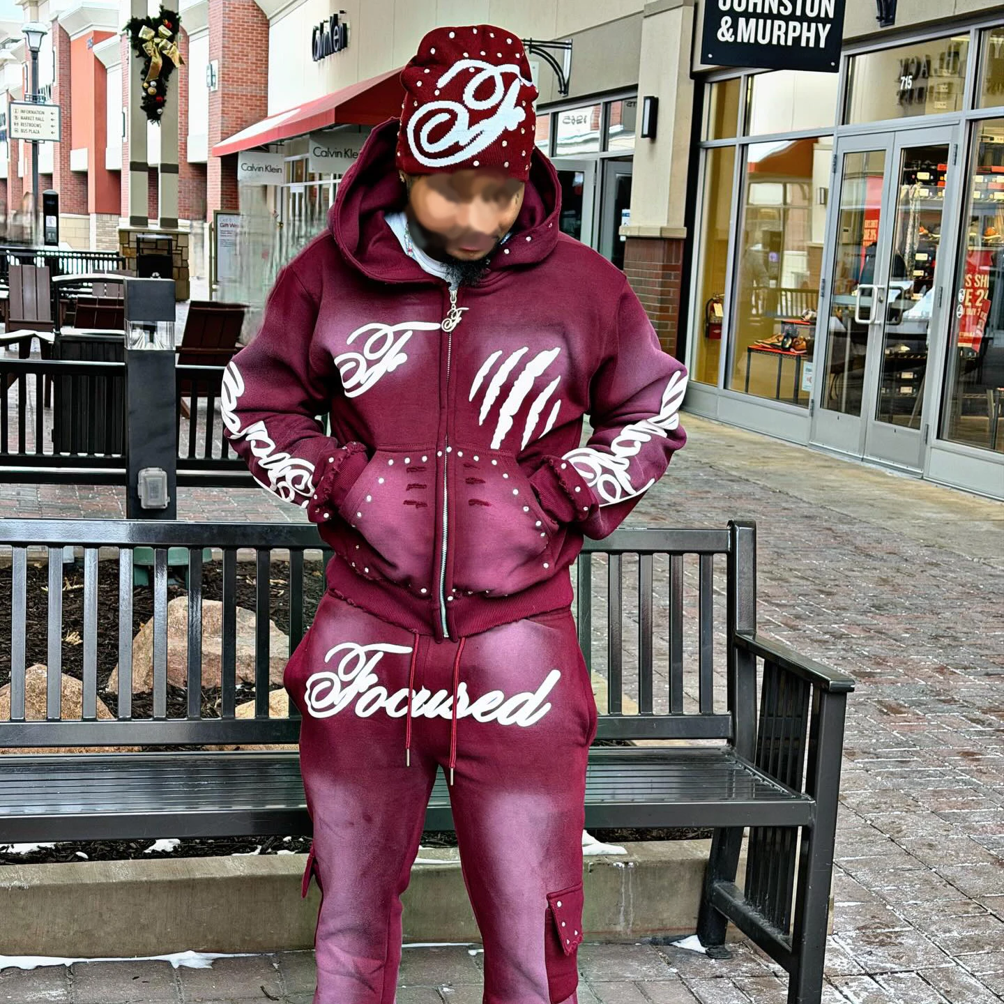 SalatiManufacturer Streetwear Acid Wash Man Tracksuit Sun Faded Zip up Hoodie and Sweat Pants Set Men Sweatsuit gallery 2