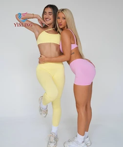 Wholesale Seamless Soft 2pcs Workouts Sets for Women V Bra High Support Athletic Suits Girls Fitness and Yoga Wear