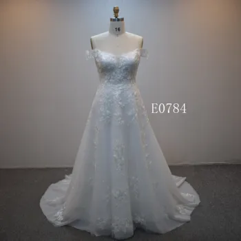 Factory Supply/Special Design/off-shoulder sleeves /Bridal Gown/High Quality/  ivory Graceful /wedding dress