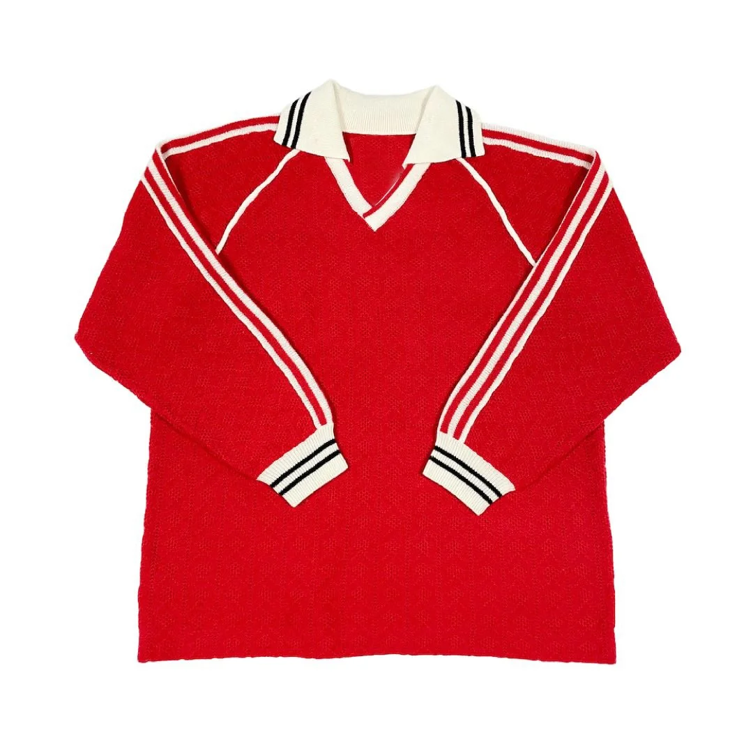 Salati Custom Streetwear Collar Blank Plain Knitted Long Sleeve Vintage Retro Top Sweater Soccer Jersey T-shirt Men's Polo Shirt gallery 4