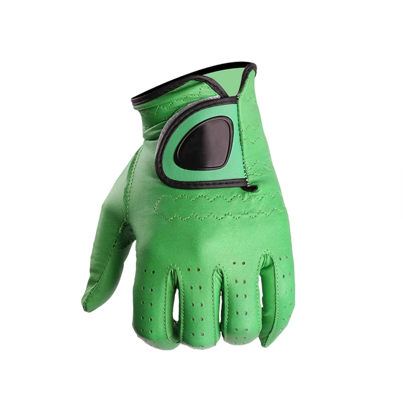 Высококачественные перчатки для гольфа зеленые кожаные Нескользящие износостойкие дышащие с индивидуальным
