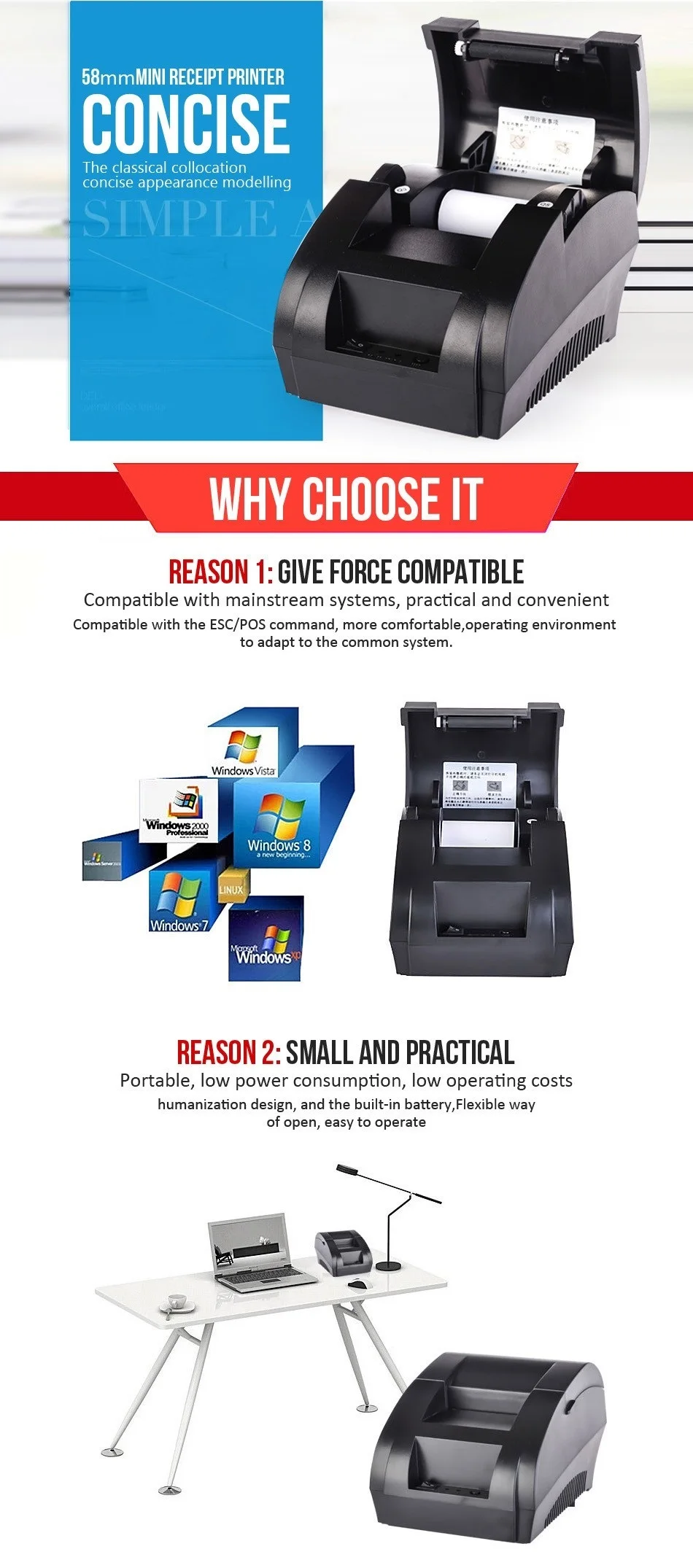 Lowest Price Desktop 2 Inch Thermal Printer Receipt Buy 2 Inch