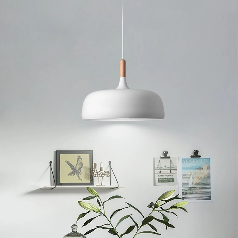 Nordic Pendant Lamp Modern Ceiling Oak Wood Pendant Light Kitchen Dining Table Bedroom Decorative Hanging Lighting Fixture