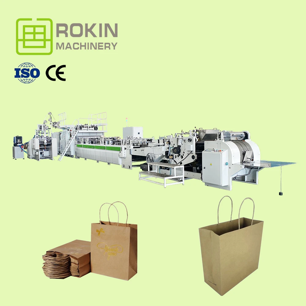 Sheet Feeding Kraft Brown Paper Bag Printing Making Machine Fully Automatic Machine Manufacture Paper Bag Make Paper