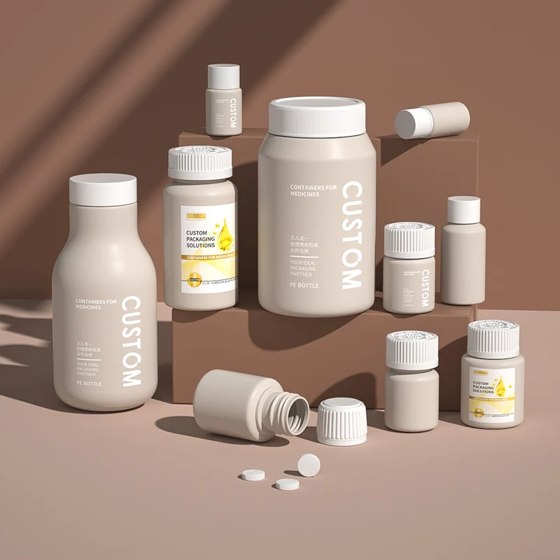 Custom HDPE Empty White Container Supplement Protein Powder Matte Plastic Vitamins Jar With Lids