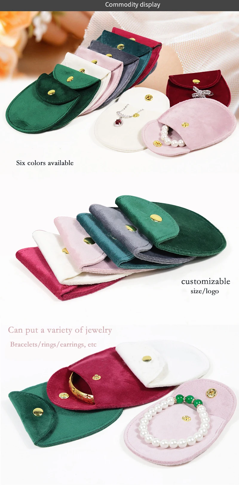 product velvet bag jewelry storage earrings rings pendant bracelet necklace packaging portable snap button pouch-4