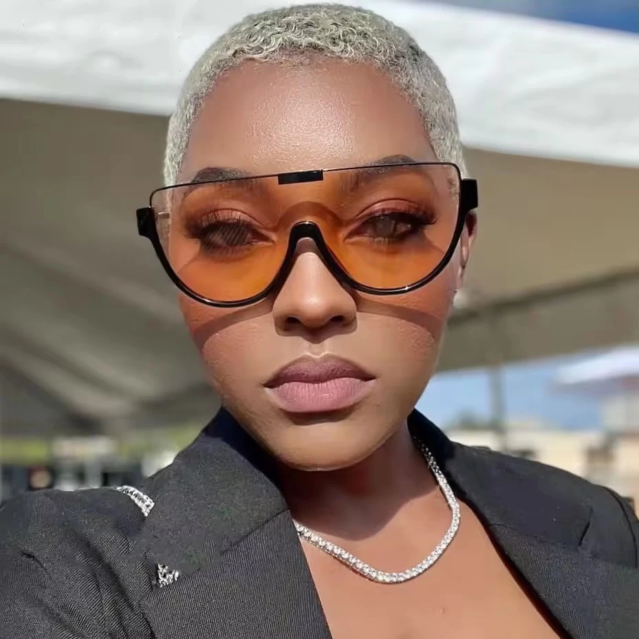 Oversized One Piece Lens Orange Sunglasses for Women & Men display picture 1