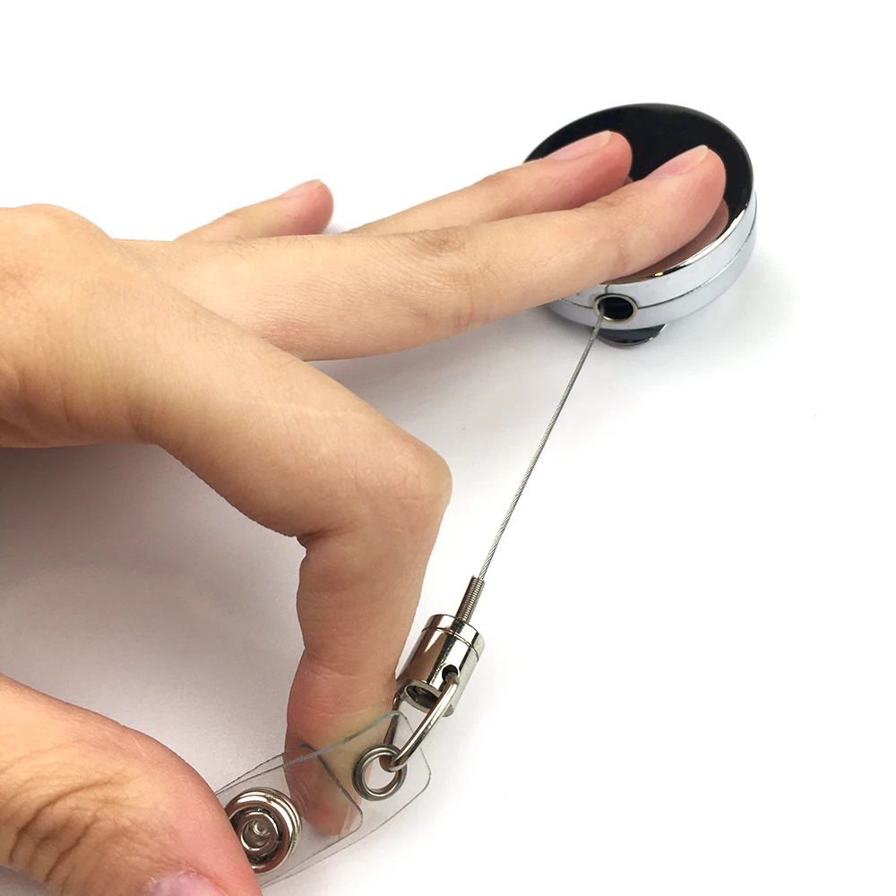 Black Heavy Duty Retractable Badge 90cm Reel Holder With Alligator Clip