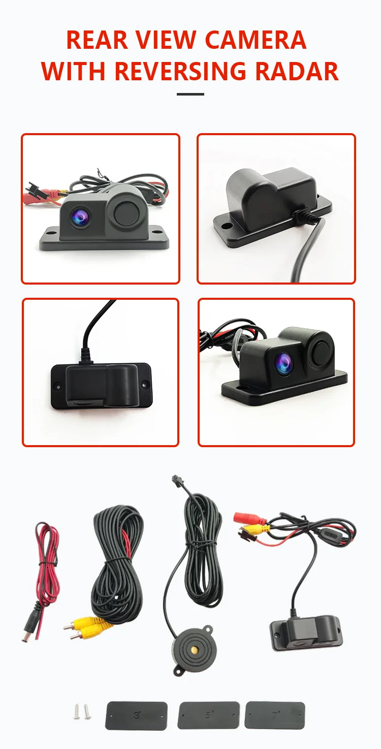 Car Rear View Reverse Backup Parking Camera Radar 2 in 1 Night Vision Waterproof Vehicle Reversing Cameras details