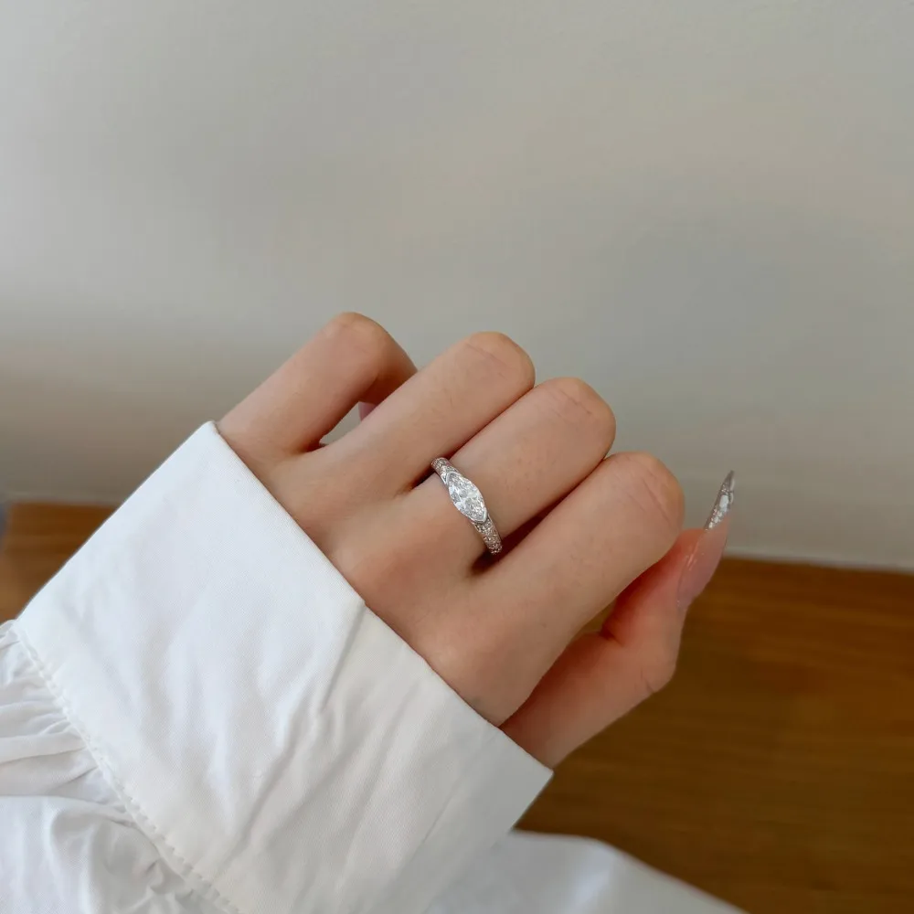 KAKODIY Exquisite Classic Top Jewelry 925 Sterling Silver Eternity Band Sparkling Cubic Zirconia Marquise 5A Cubic Zirconia Engagement Ring detail 8
