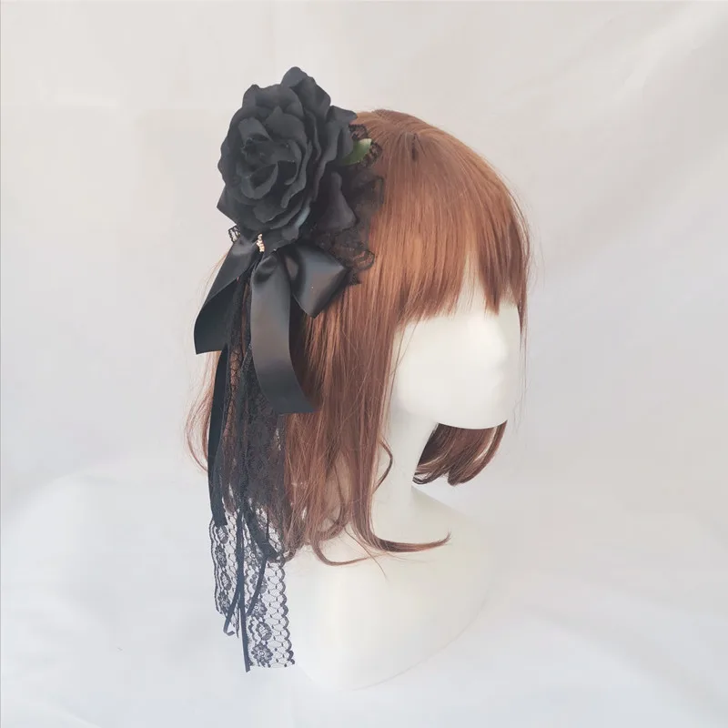 Lolita Gothic Lace Pearl Hairpin Handmade Black Red White Rose Hair Clip  Ribbon Bow Clip Anime Cosplay Hair Accessories - Buy Pearl 