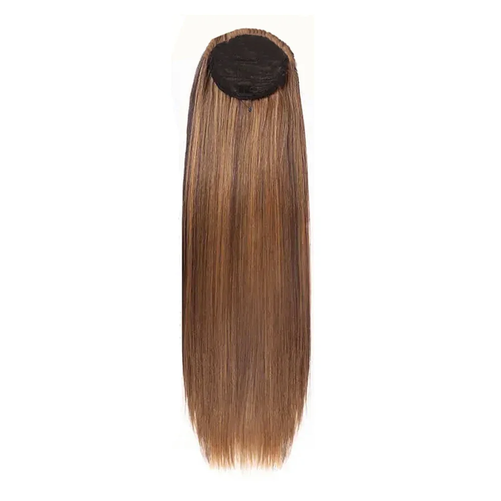 Highlight Drawstring Ponytail Human Hair Extensions Long Brazilian Hairpiece Clip Ins Remy Ponytail_voghion.com