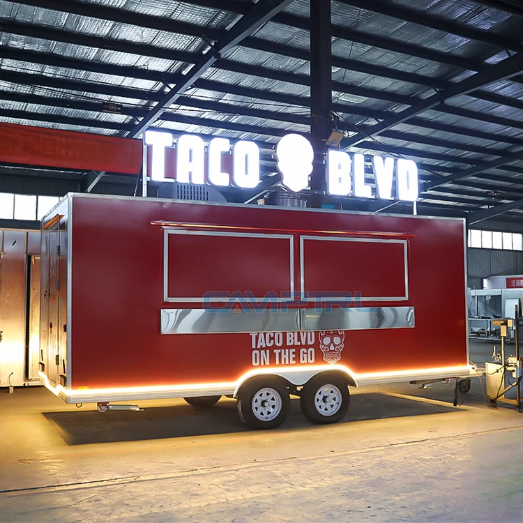 CAMPTRL Stree Mobile Kiosk Food Vending Cart Ice Cream BBQ Container Restaurant Mobile Food Truck Fast Food Trailer for Sale