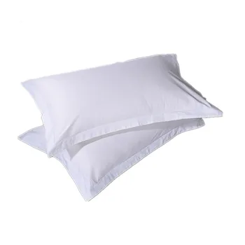 High Quality Custom Hotel Cotton Pillowcase Pure White Satin Thick Flying Edge Embroidered Soft Bed Seat Home Use Packaged Bag