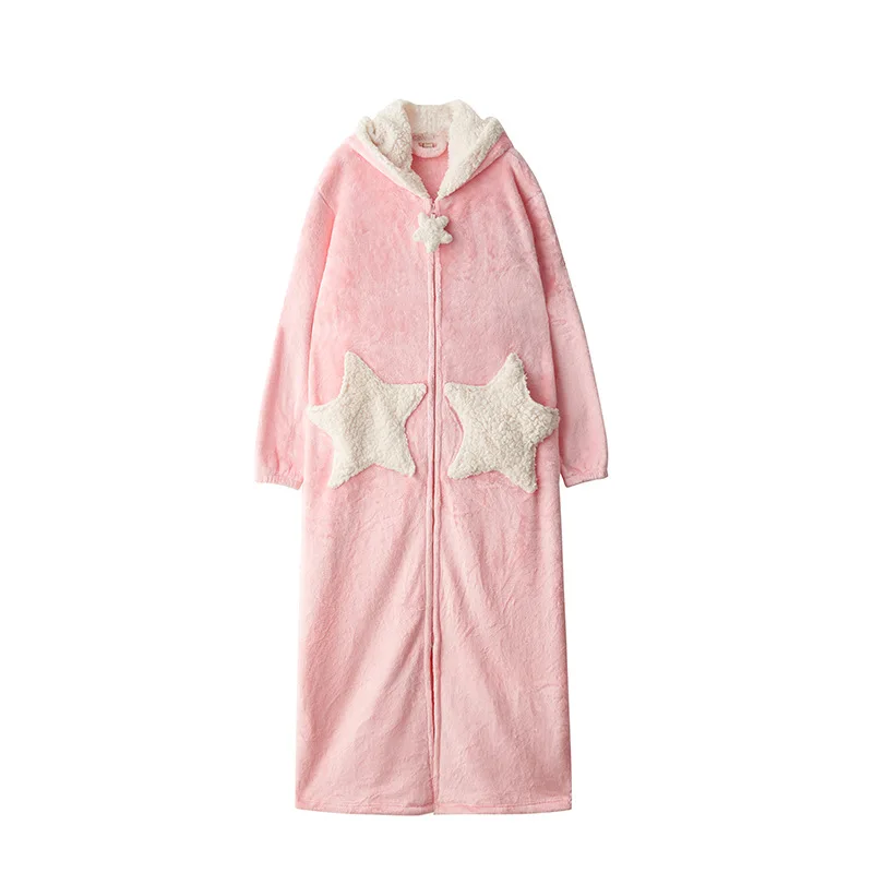 pink star dressing gown Jim Jam The label Zip Pink Star Dressing Gown