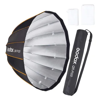 Godox QR-P120 47 Inch Parabolic Softbox Bowens Mount Quick-Setup Quick-Folding with Front & Inner Diffuser and Carrying Bag