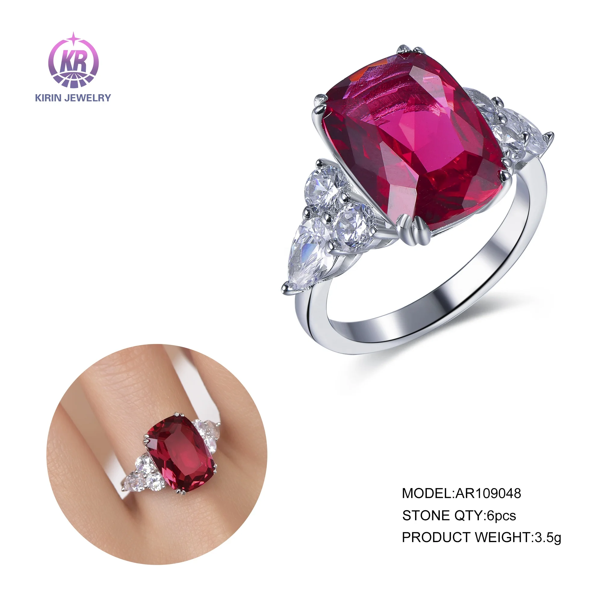 white gold wedding ring jewelry silver engagement rings cushion cut ruby red corundum diamond ring