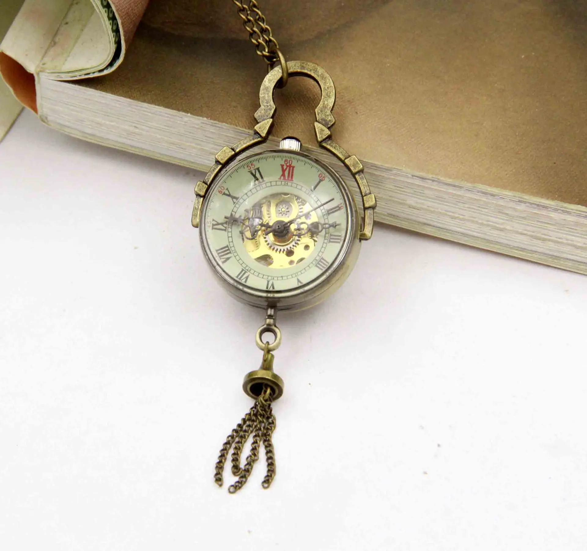 Antique Clear Back Cover Crystal Ball Mechanical Watches