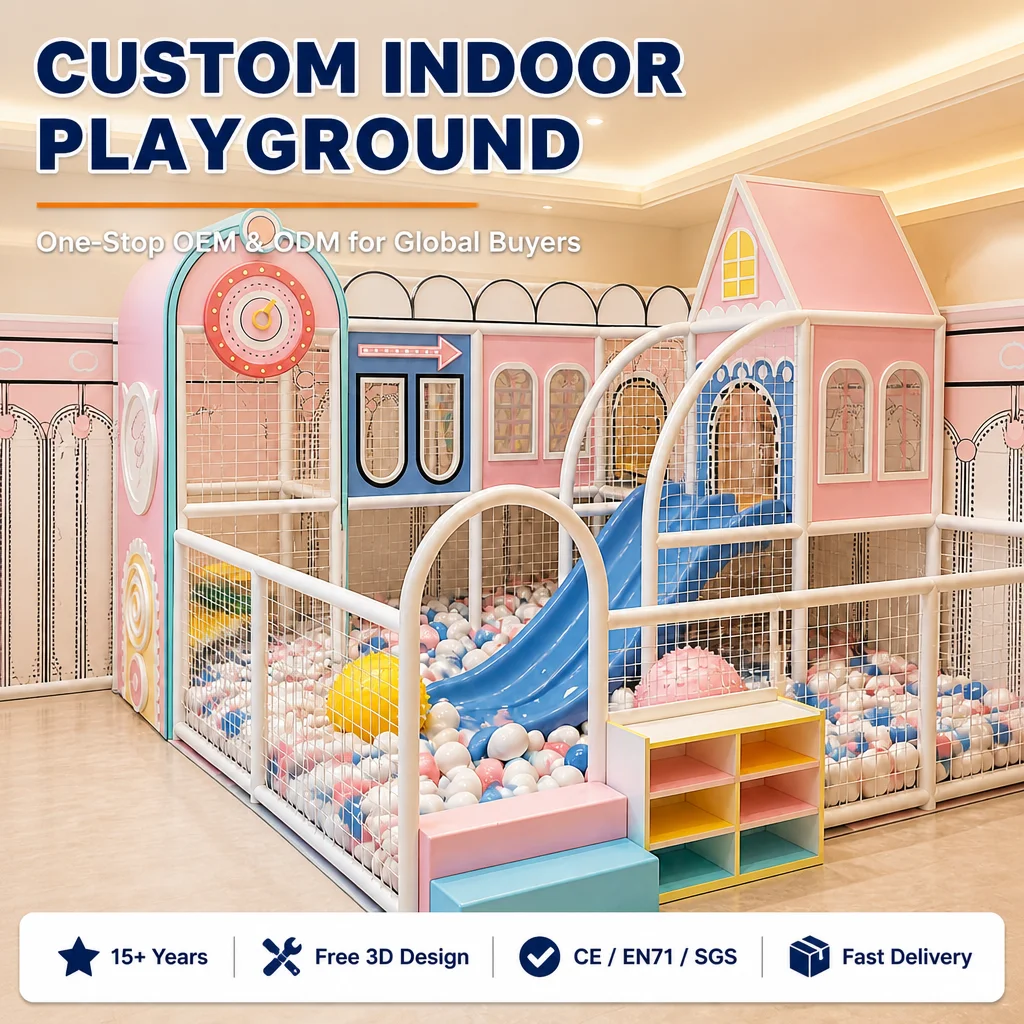 CE Certified Indoor Soft Play Equipment Fairy-tale Castle Kids Naughty Castle Playground Ball Pit Slide for Amusement Park OEM