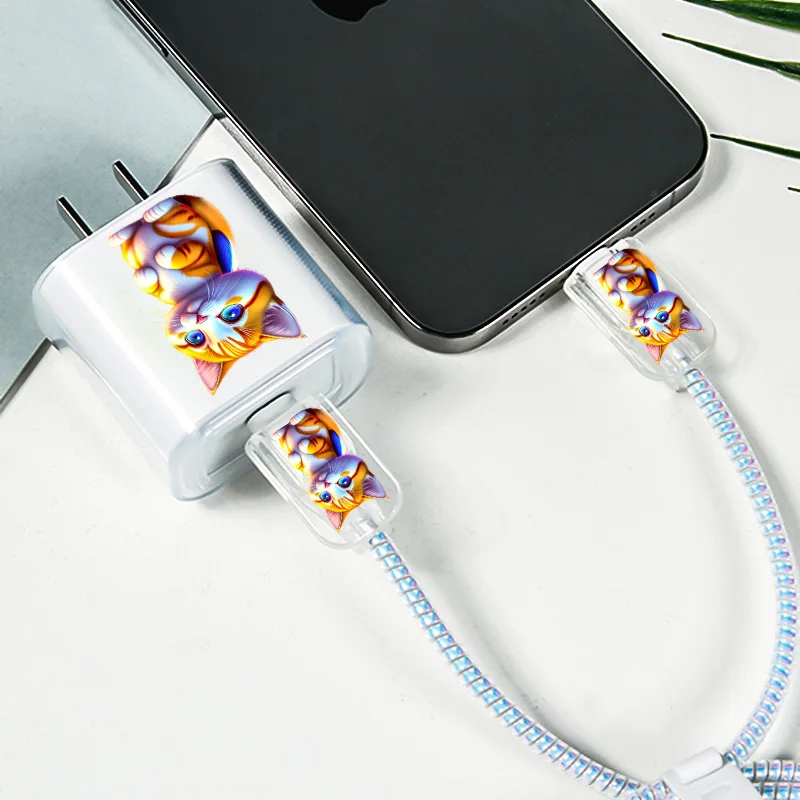 Cute pet dog cat soft TPU for iPhone data cable charger protector case