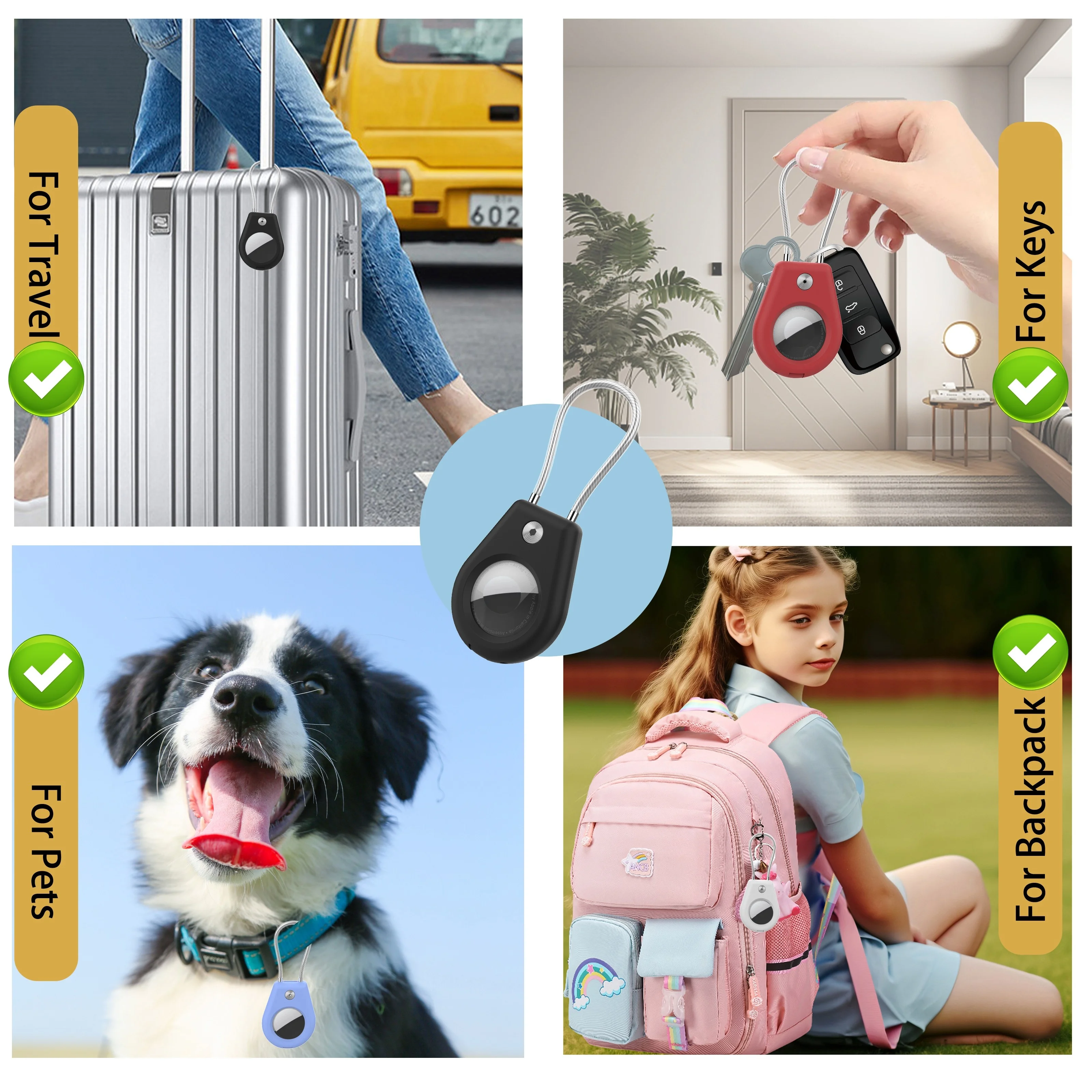 TITUO  Holder with Key Ring Wire Cable Anti-lost tracker Protective Case Keychain Secure Holders for GPS tracker